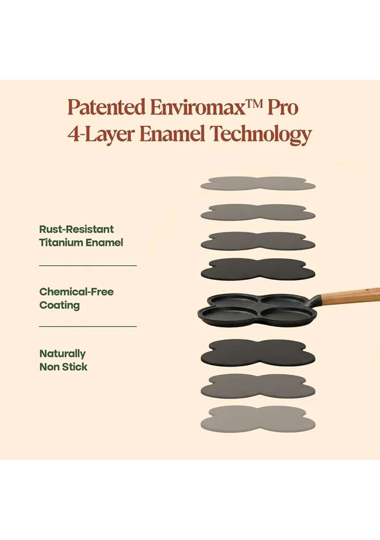 CUMIN CO. Enamel Cast Iron Pancake Pan | 28 cm | 11 Inch | Non-Toxic | Non-Stick - Indya