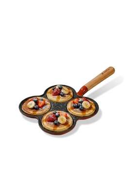 CUMIN CO. Enamel Cast Iron Pancake Pan | 28 cm | 11 Inch | Non-Toxic | Non-Stick