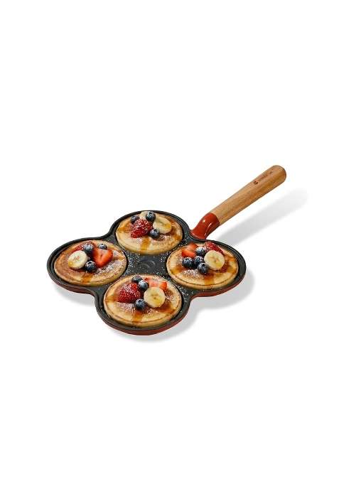 CUMIN CO. Enamel Cast Iron Pancake Pan | 28 cm | 11 Inch | Non-Toxic | Non-Stick