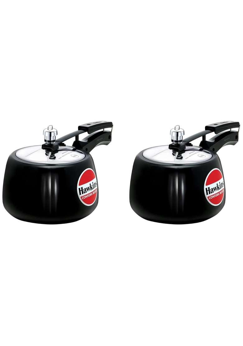 Hawkins Contura Black Pressure Cooker | 3 L | 3.2 Qt | Pack of 2 - Indya