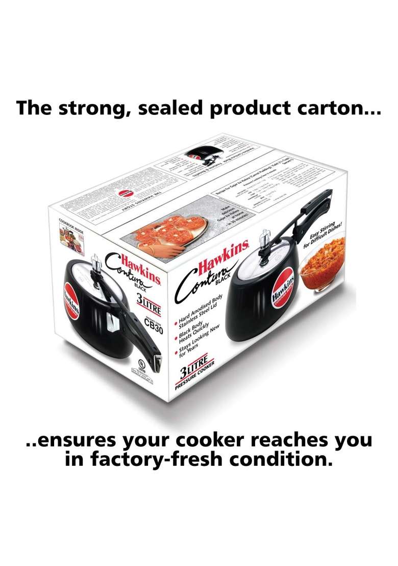 Hawkins Contura Black Pressure Cooker | 3 L | 3.2 Qt | Pack of 2 - Indya