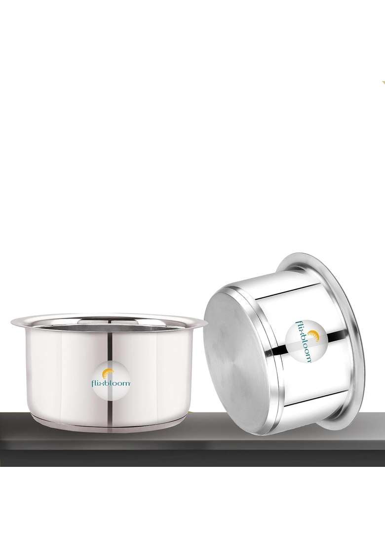 FLIXBLOOM Thik Induction Base Stainless Steel Cookware Tope Handi Patila Milk | 1 L | 1.1 Qt - Indya