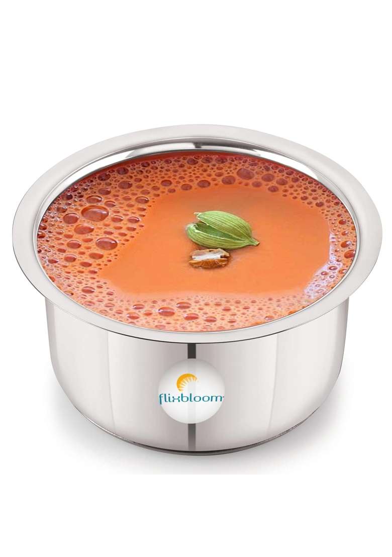 FLIXBLOOM Thik Induction Base Stainless Steel Cookware Tope Handi Patila Milk | 1 L | 1.1 Qt - Indya