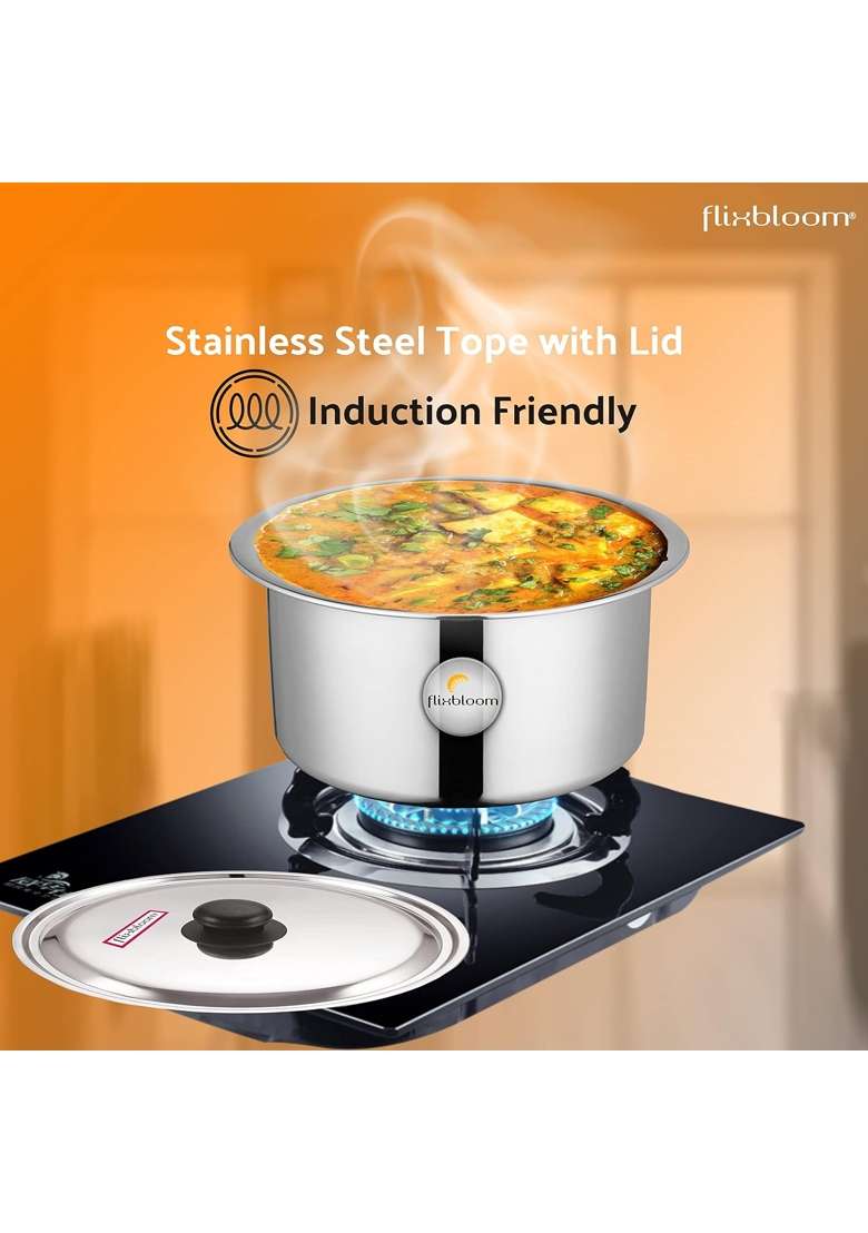 FLIXBLOOM Stainless Steel Induction and Stovetop Compatible Combo Cookware | 2 L | 2.1 Qt - Indya