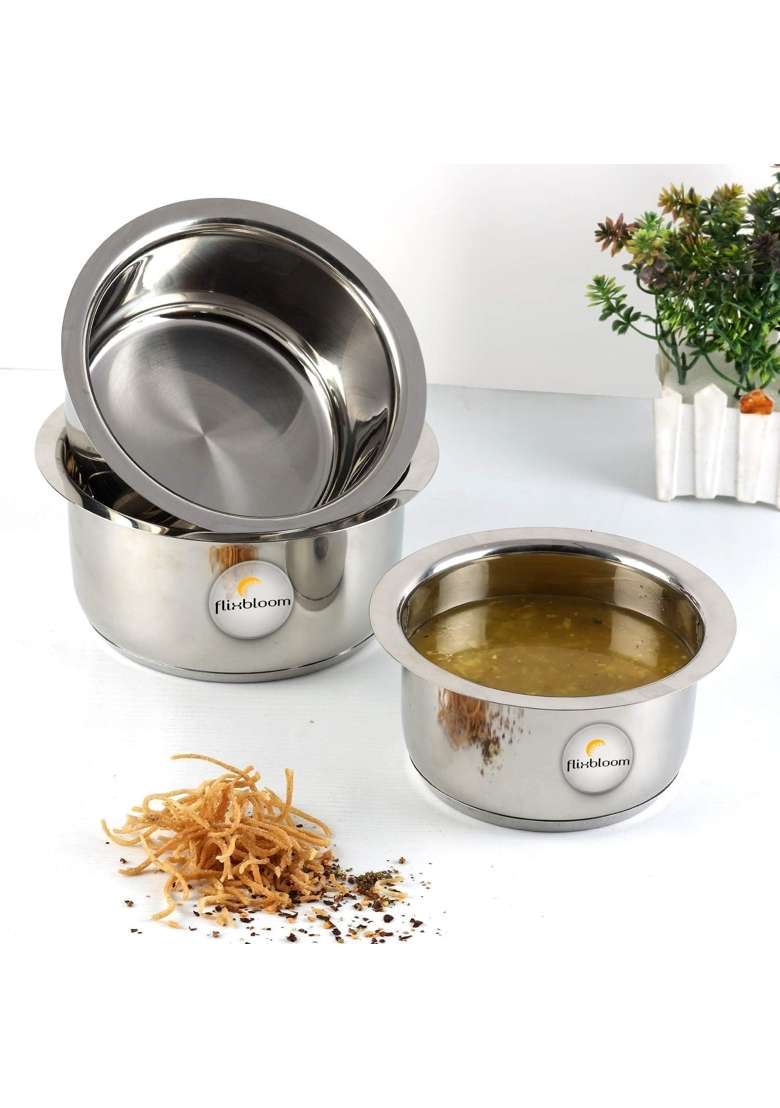 FLIXBLOOM Perfect Special Kitchen Stainless Steel Combo Induction Base Cookware Utensils | 4 L | 4.2 Qt - Indya