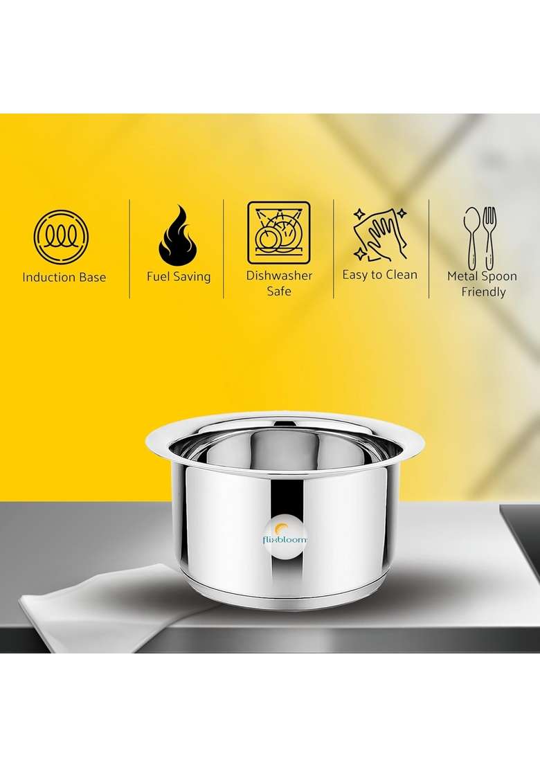 FLIXBLOOM Special Stainless Steel Cookware Set | 3 L | 3.2 Qt | Induction Compatible | Heavy Bottom - Indya