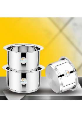 FLIXBLOOM Special Stainless Steel Cookware Set | 2 L | 2.1 Qt | 3-Piece Set | Induction Compatible | Heavy Bottom