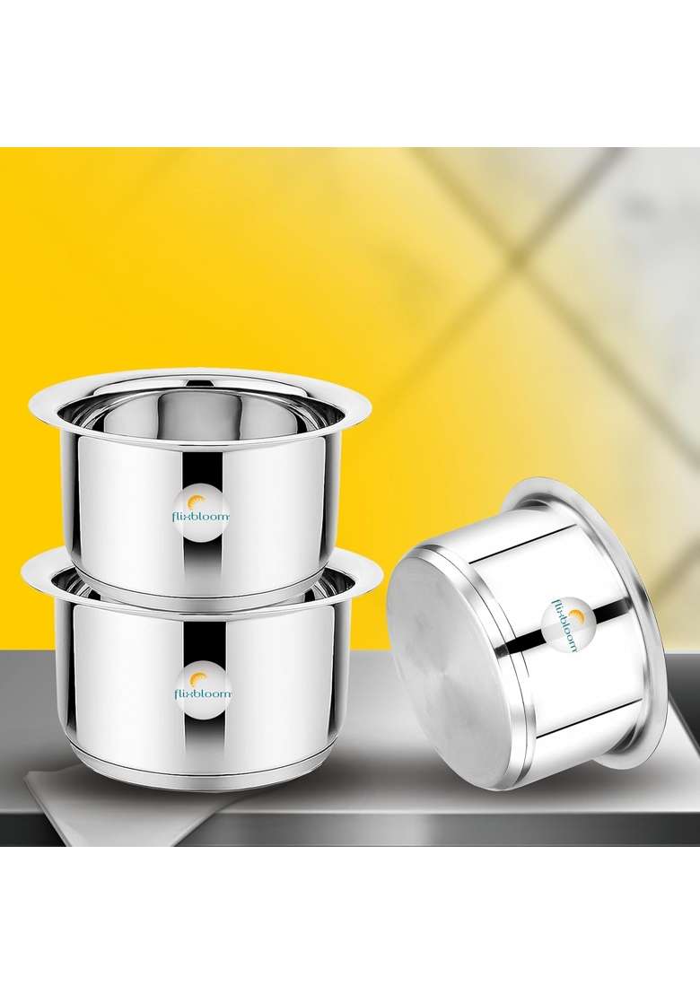 FLIXBLOOM Special Stainless Steel Cookware Set | 2 L | 2.1 Qt | 3-Piece Set | Induction Compatible | Heavy Bottom - Indya