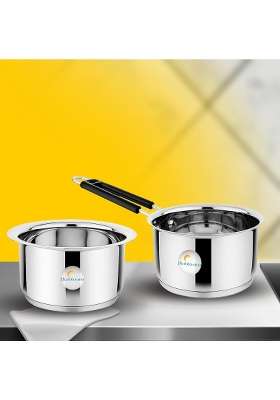 FLIXBLOOM Special Stainless Steel Cookware Set | 1 L | 1.1 Qt | 2-Piece Set | Induction Compatible | Heavy Bottom