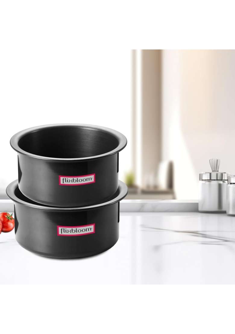 FLIXBLOOM Territorial Black Hard Anodised Induction Base LPG Gas Stovetop Friendly | 5 L | 5.3 Qt - Indya
