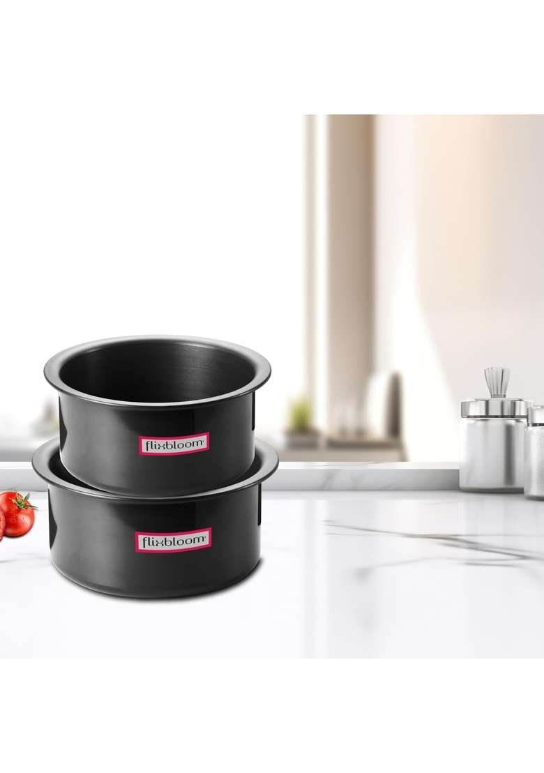 FLIXBLOOM Territorial Black Hard Anodised Induction Base LPG Gas Stovetop Friendly | 4 L | 4.2 Qt - Indya