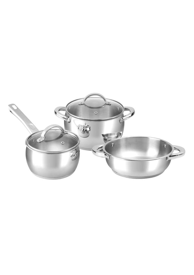Vinod Letten Stainless Steel Cookware Set | 2 L | 2.1 Qt | 3-Piece Set | Induction Compatible - Indya