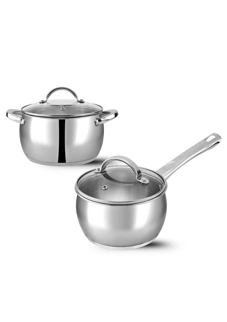 Vinod Letten Stainless Steel Cookware Set | 2.2 L | 2.3 Qt | 2-Piece Set | Induction Compatible | With Lid - Indya