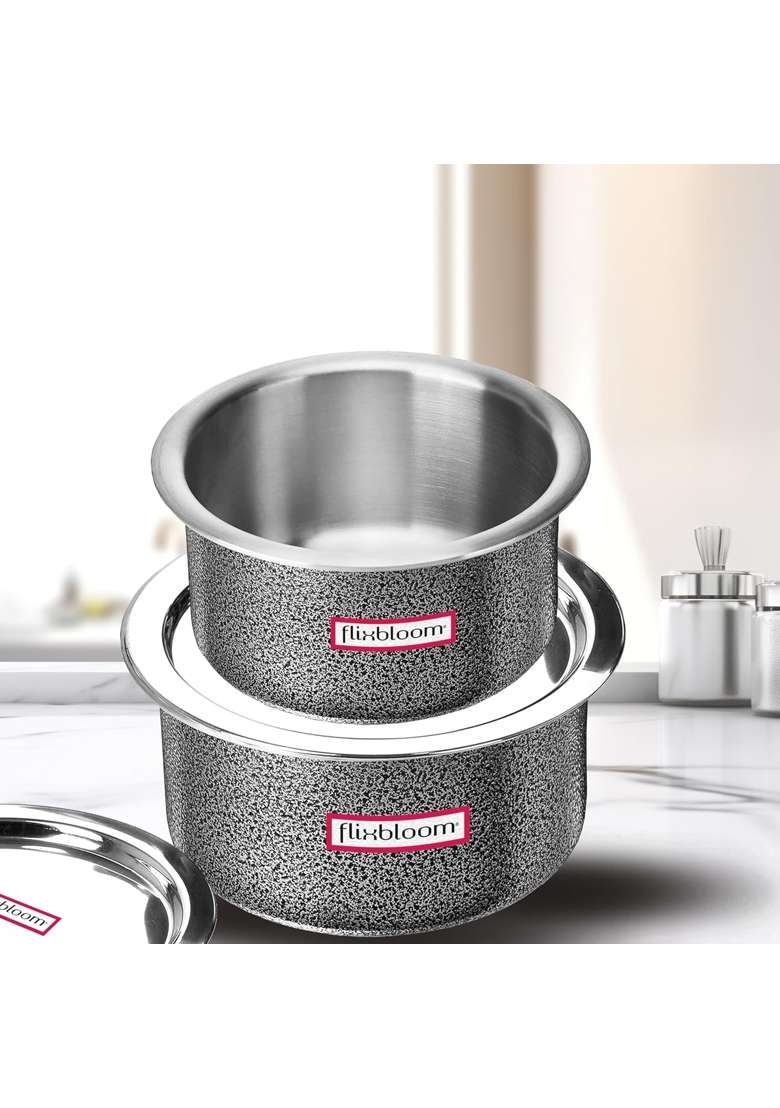 FLIXBLOOM Continent Black Combo Hard Anodised Induction Base Bottom LPG Gas Stove | 3 L | 3.2 Qt | With Lid - Indya