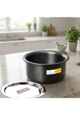 FLIXBLOOM Centric Hard Anodized Kitchen Cookware Thick Gauge Induction Base and LPG | 3 L | 3.2 Qt | With Lid