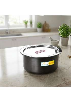 FLIXBLOOM Centric Hard Anodized Kitchen Cookware Thick Gauge Induction Base and LPG | 1 L | 1.1 Qt | With Lid