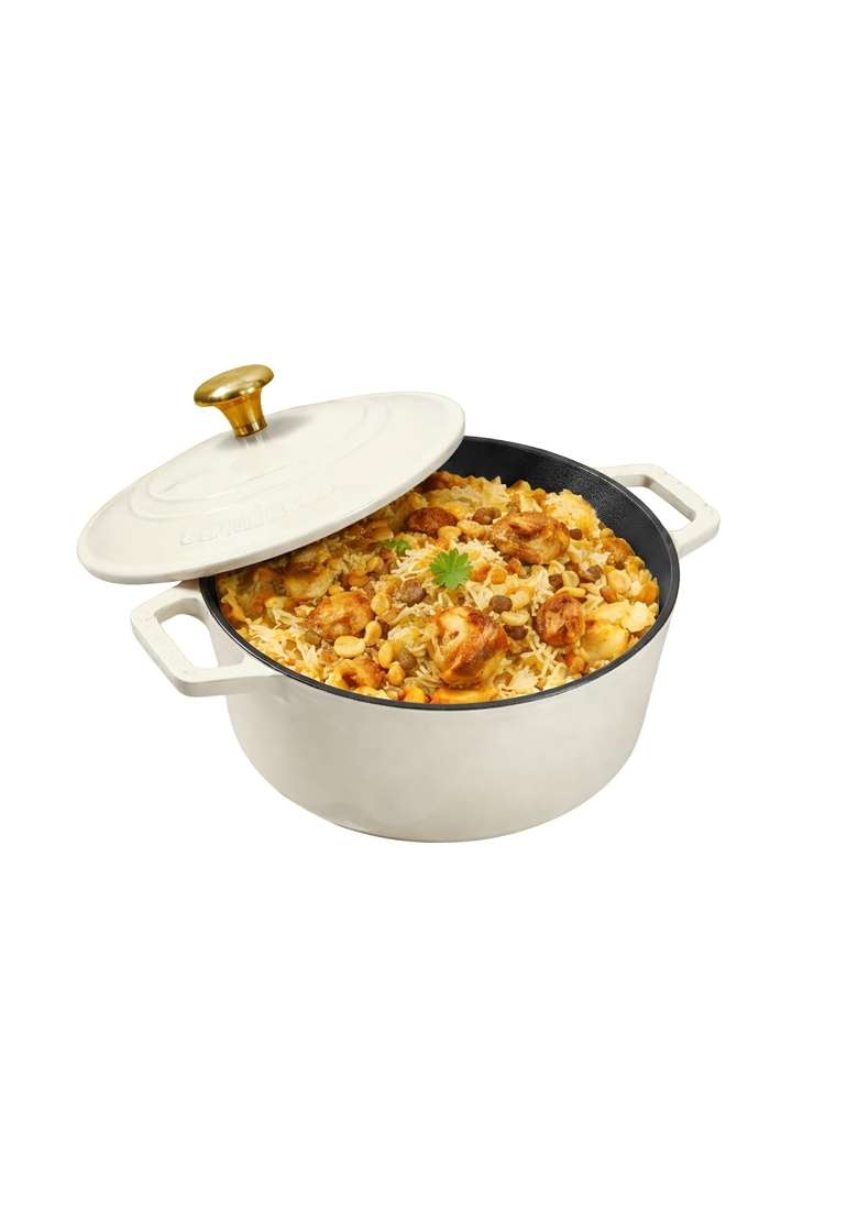 CUMIN CO. Enamel Cast Iron Dutch Oven | 4 L | 4.2 Qt | 24 cm | 9.4 Inch | Induction Compatible | Heavy Bottom | Non-Toxic | Non-Stick - Indya