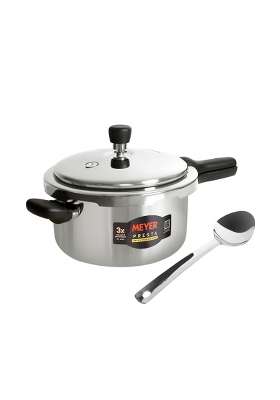 Meyer Presta Stainless Steel Tri-ply Pressure Cooker with Stainless Steel Serving | 5.5 L | 5.8 Qt