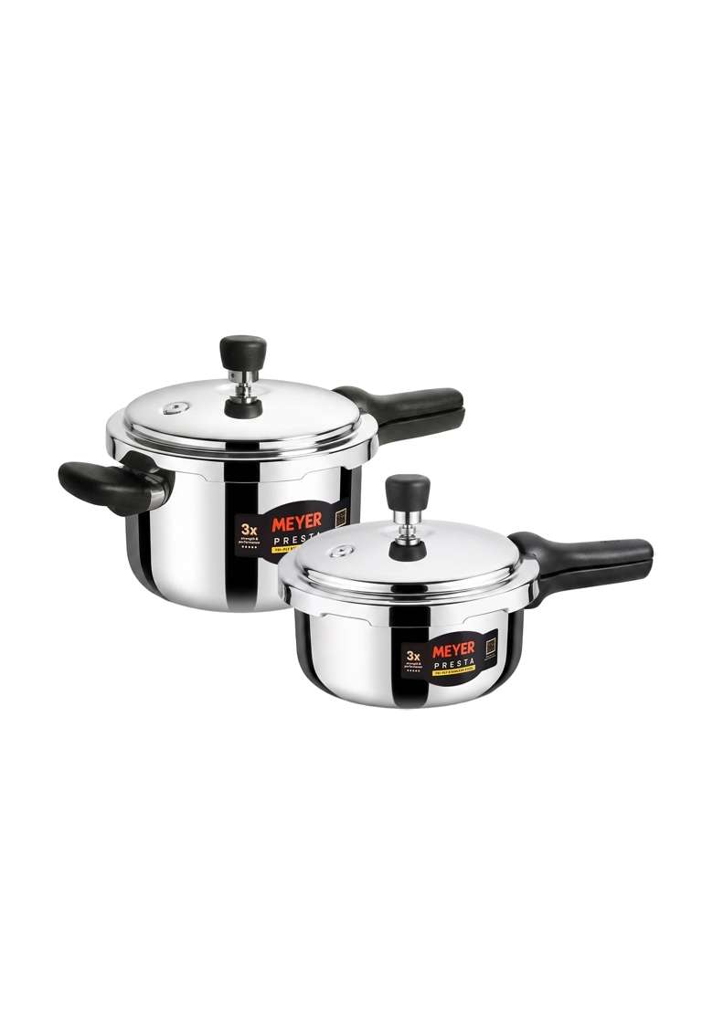Meyer Presta Stainless Steel Tri-ply Pressure Cooker Combo | 2 L | 2.1 Qt - Indya