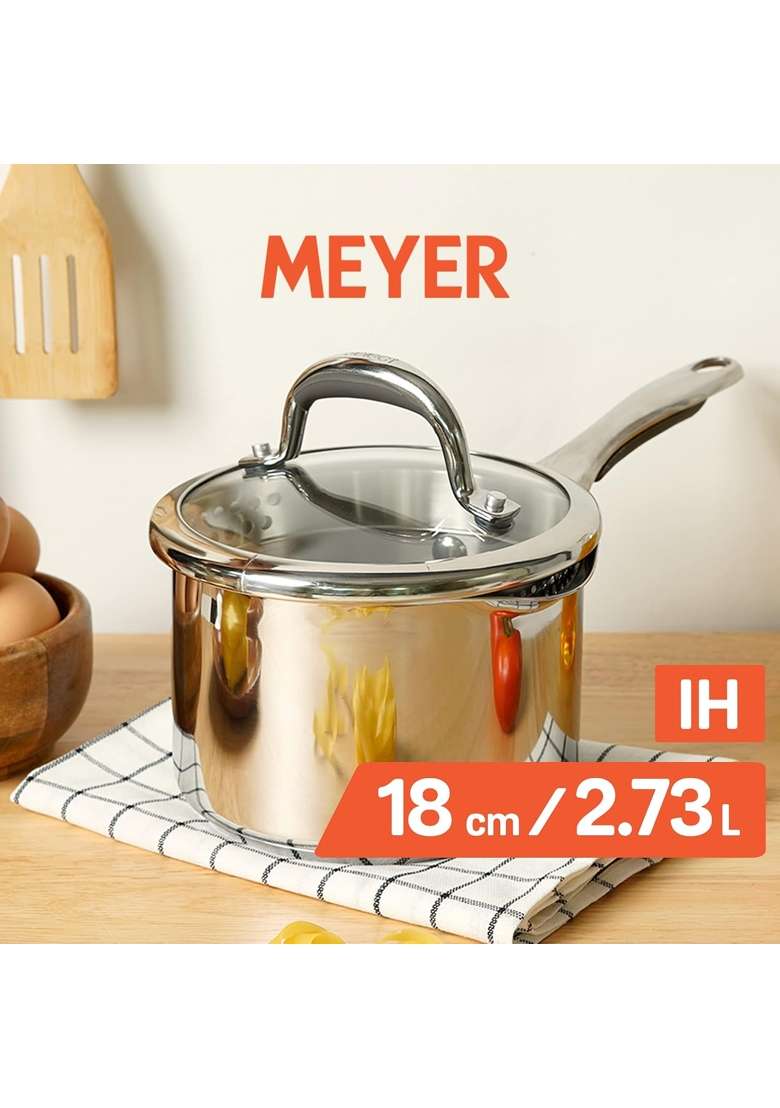Meyer Tri Ply Stainless Steel Cookware Bundle | 3 L | 3.2 Qt | 18 cm | 7.1 Inch | Induction Compatible - Indya