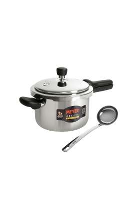 Meyer Presta Stainless Steel Tri-ply Pressure Cooker with Stainless Steel Serving | 3 L | 3.2 Qt