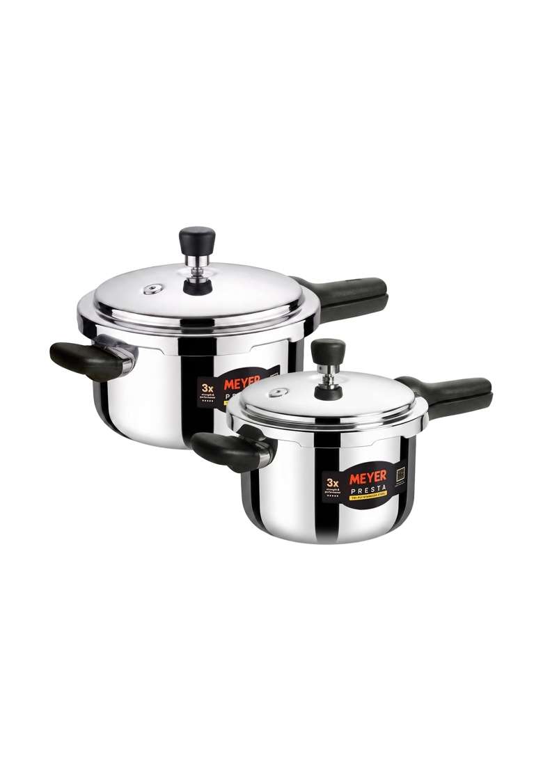 Meyer Presta Stainless Steel Tri-ply Pressure Cooker Combo | 3 L | 3.2 Qt - Indya