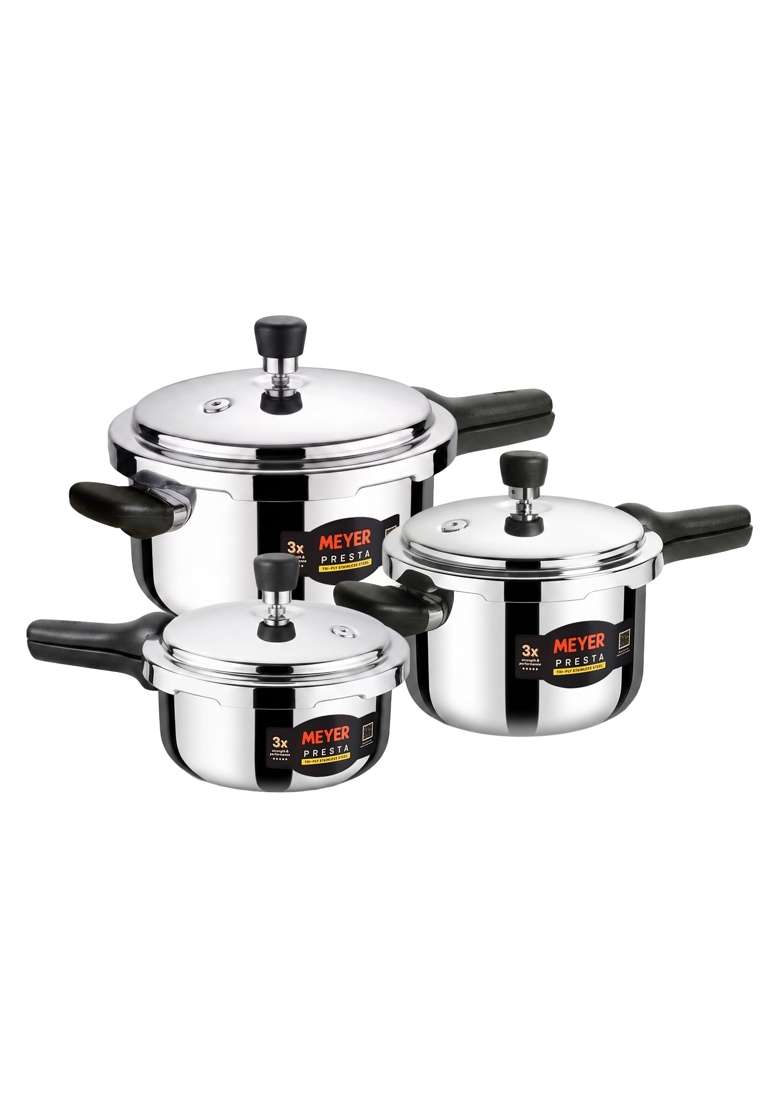 Meyer Presta Stainless Steel Tri-ply Pressure Cooker Combo | 2 L | 2.1 Qt - Indya