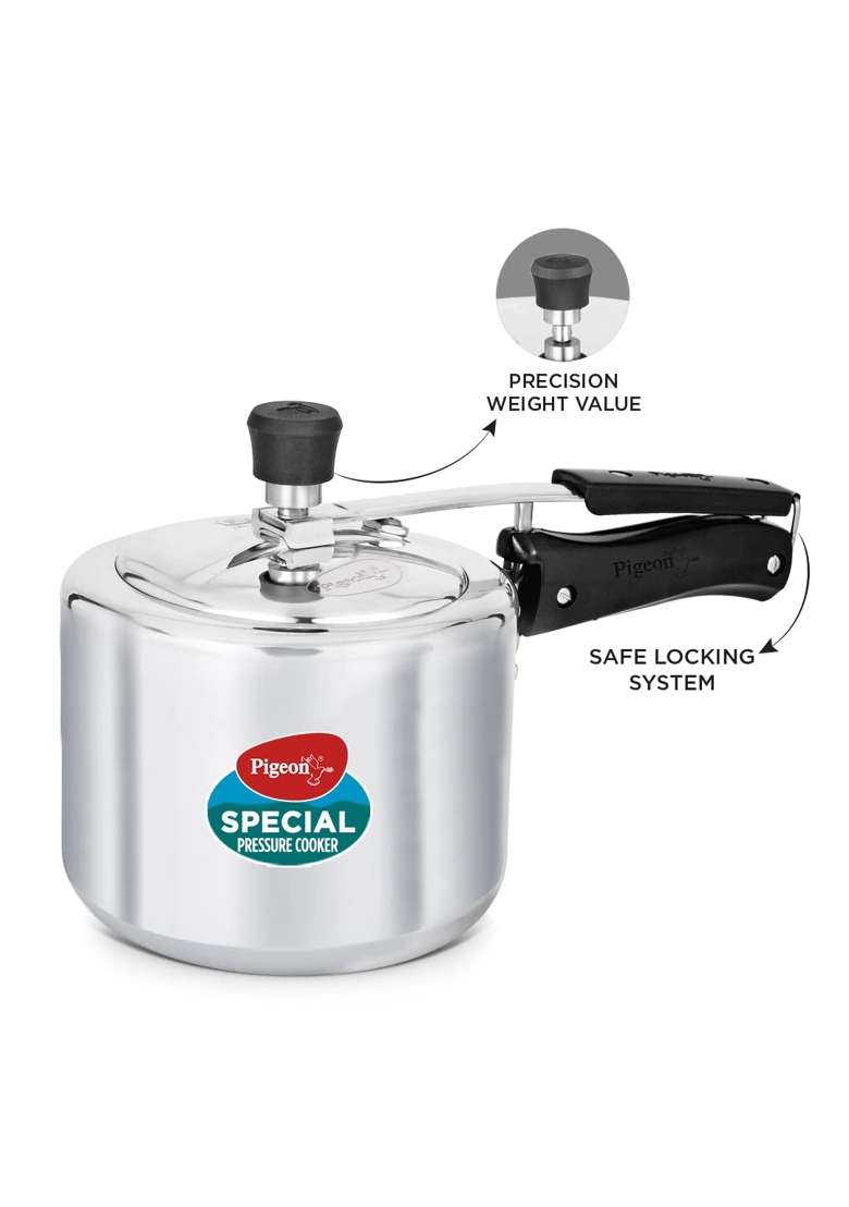 Pigeon By Stovekraft Special Aluminium Inner Lid Non-Induction Base Pressure Cooker | 3 L | 3.2 Qt - Indya