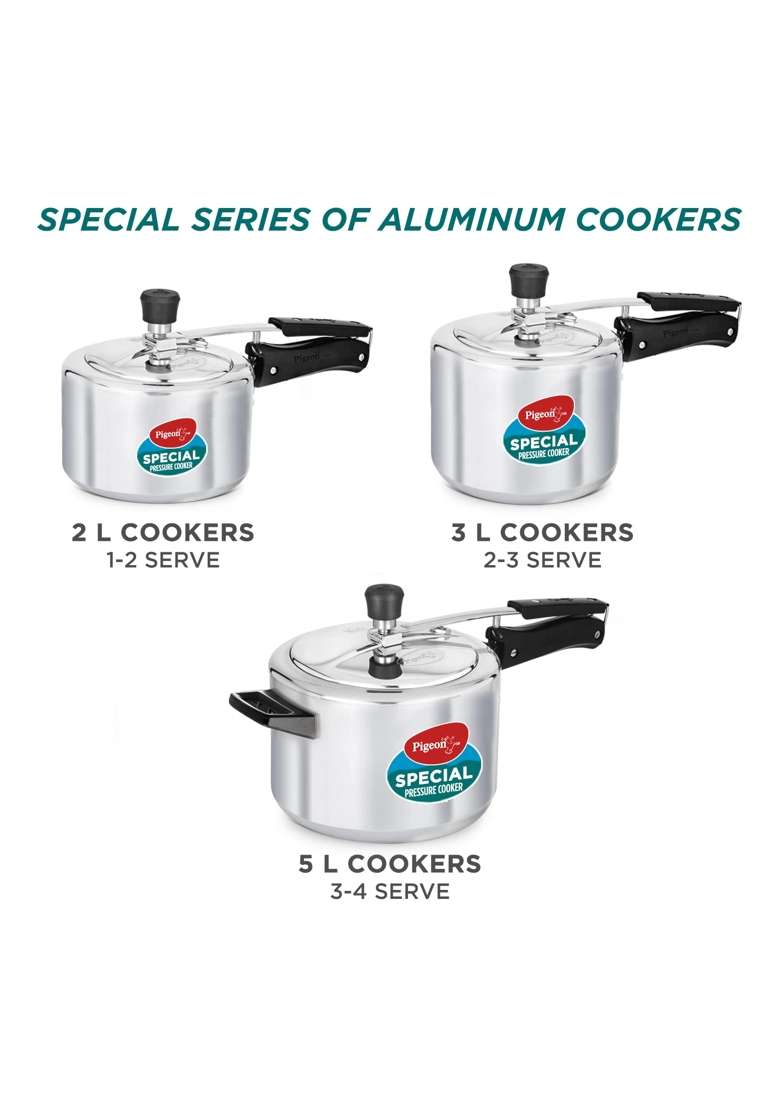 Pigeon By Stovekraft Special Aluminium Inner Lid Non-Induction Base Pressure Cooker | 5 L | 5.3 Qt - Indya