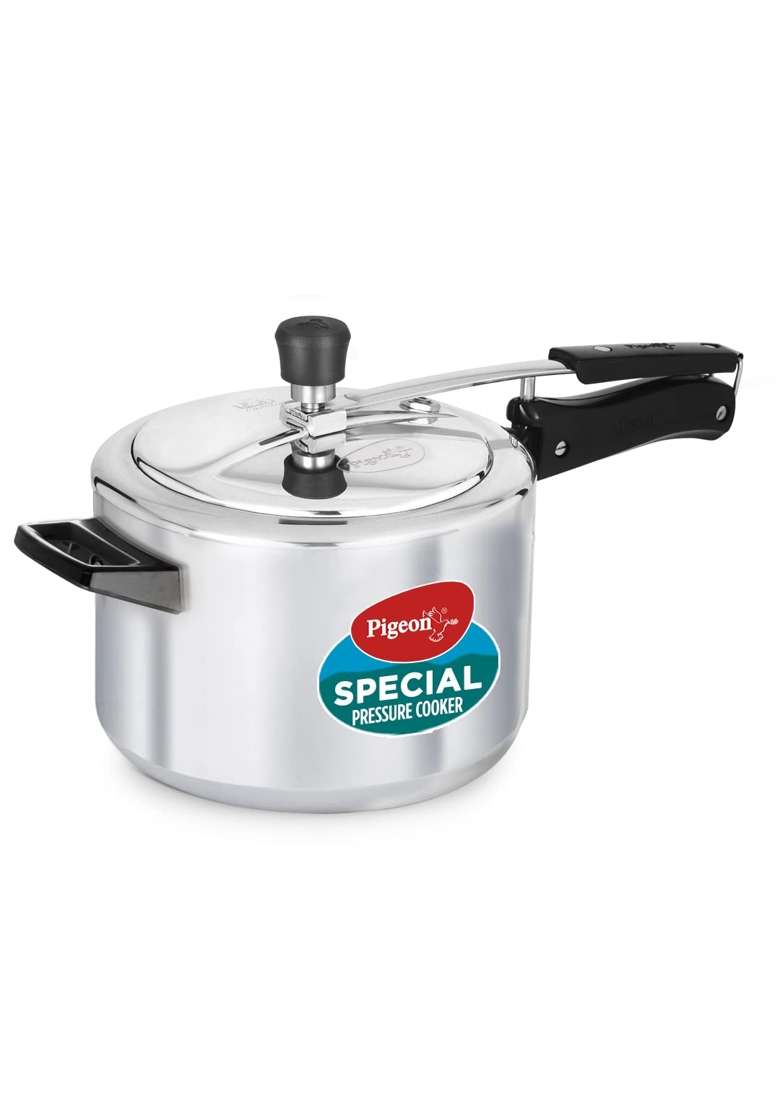 Pigeon By Stovekraft 12734 Induction Base Inner Lid Aluminium Pressure Cooker | 5 L | 5.3 Qt - Indya