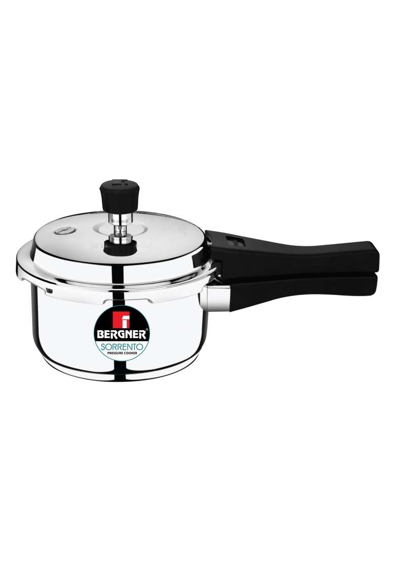 BERGNER Sorrento Stainless Steel Outer Lid Pressure Cooker | 2 L | 2.1 Qt | Induction Compatible | Heavy Bottom - Indya