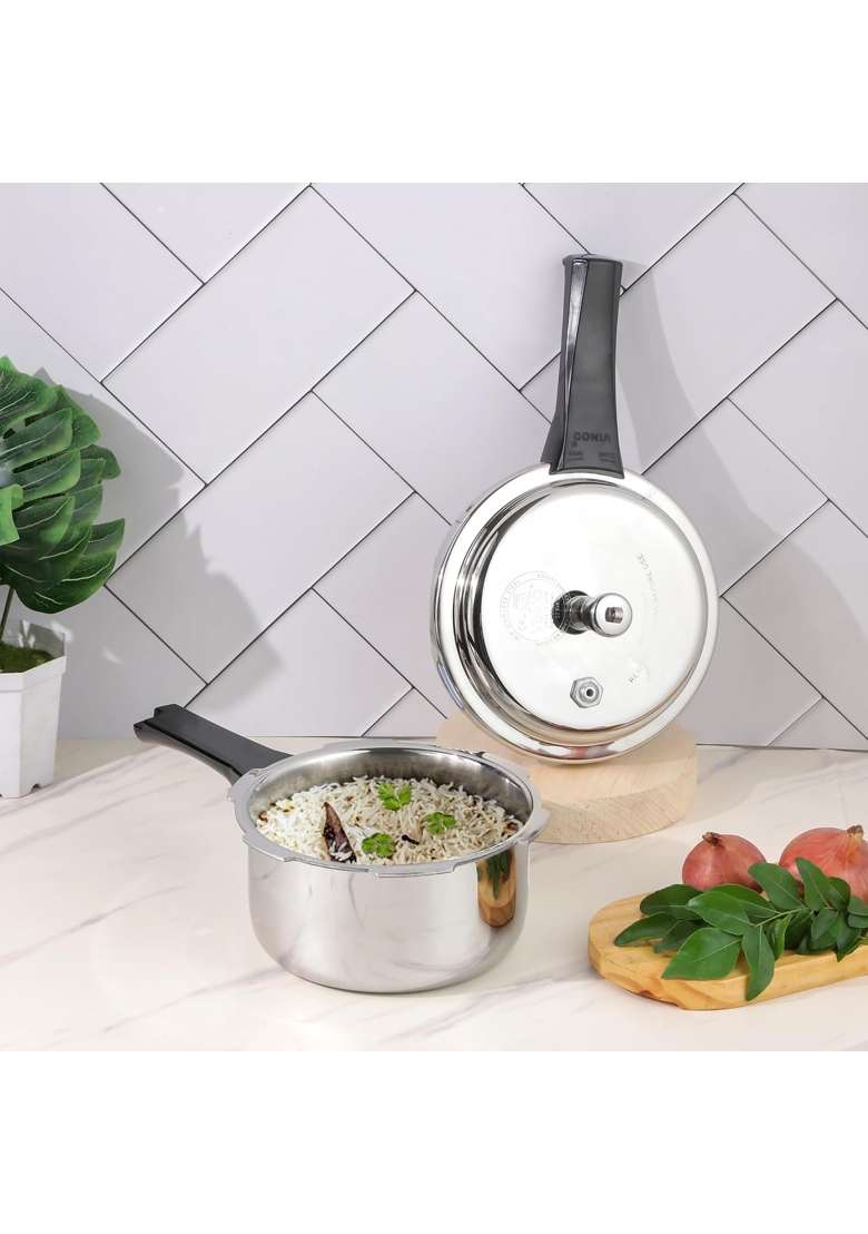 Vinod Platinum Triply Stainless Steel Outer Lid Pressure Cooker | 2 L | 2.1 Qt | Induction Compatible - Indya