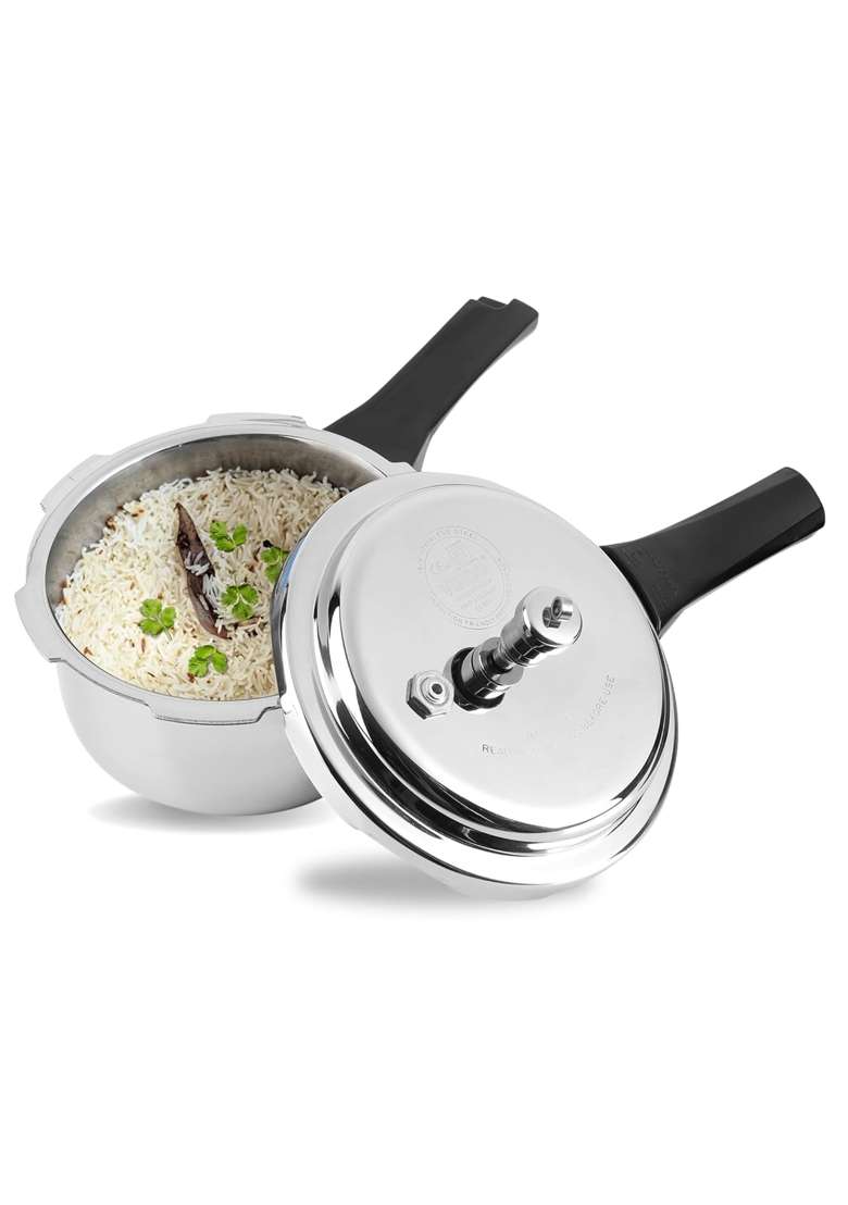 Vinod Platinum Triply Stainless Steel Outer Lid Pressure Cooker | 2 L | 2.1 Qt | Induction Compatible - Indya