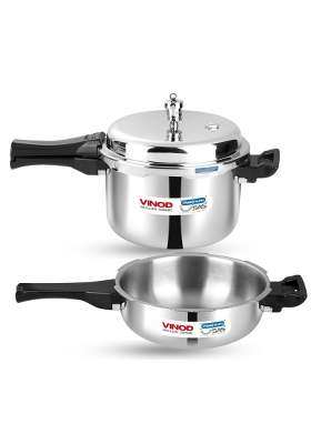 Vinod Platinum Triply Stainless Steel Pressure Cooker Combo -3. | 3.5 L | 3.7 Qt | 2-Piece Set