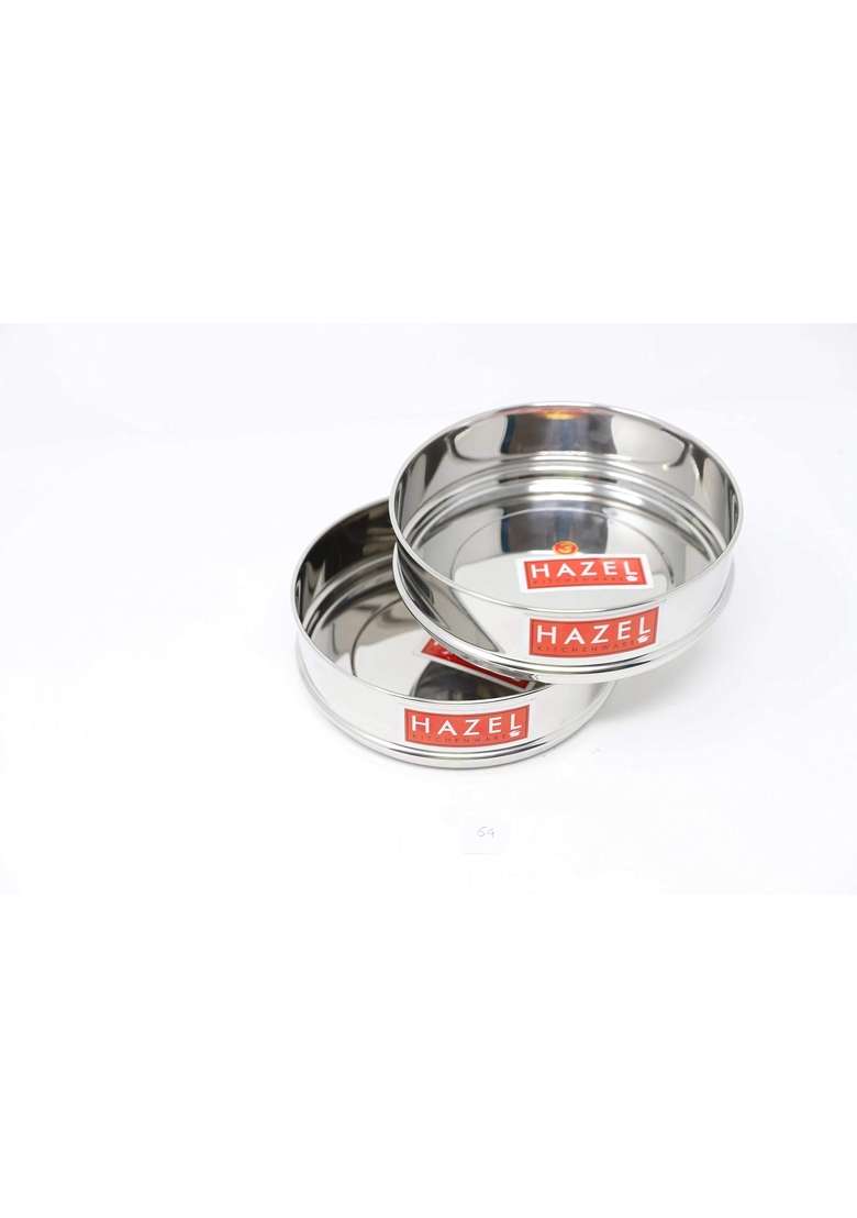 HAZEL Stainless Steel Stackable Separator Dabba for Pressure Cooker | 1 L | 1.1 Qt | 16.5 cm | 6.5 Inch | 2-Piece Set - Indya
