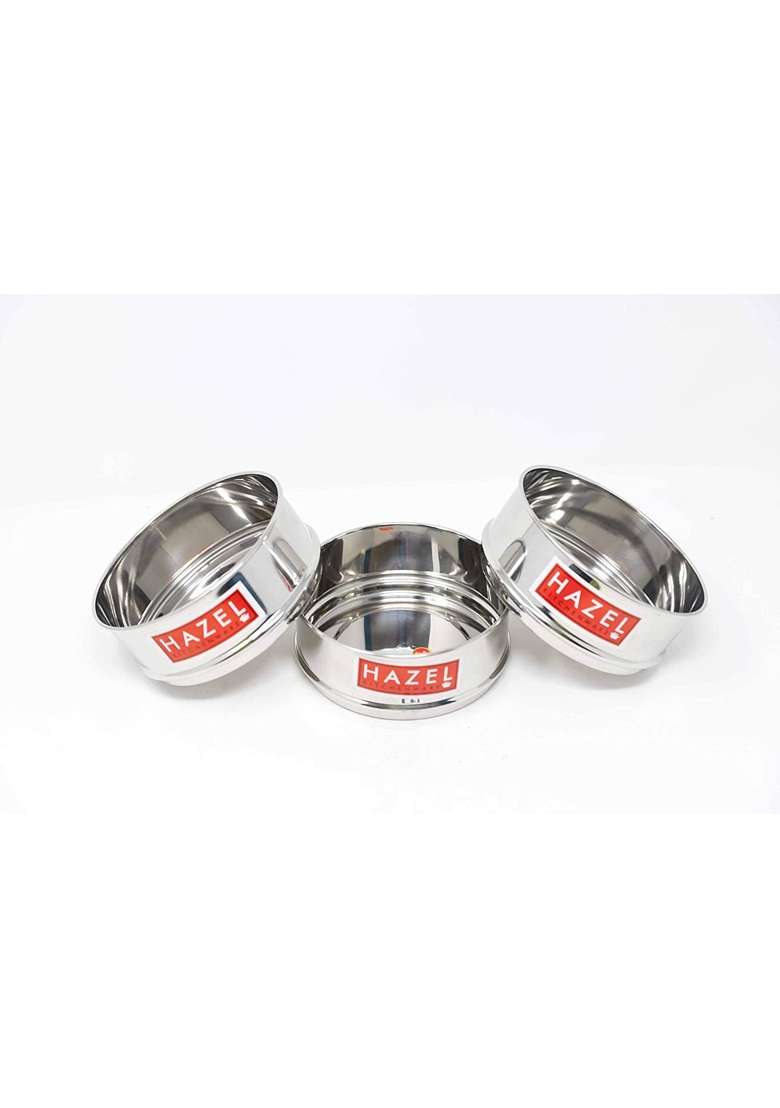 HAZEL Stainless Steel Stackable Seperator | 1 L | 1.1 Qt | 16.5 cm | 6.5 Inch | 3-Piece Set - Indya