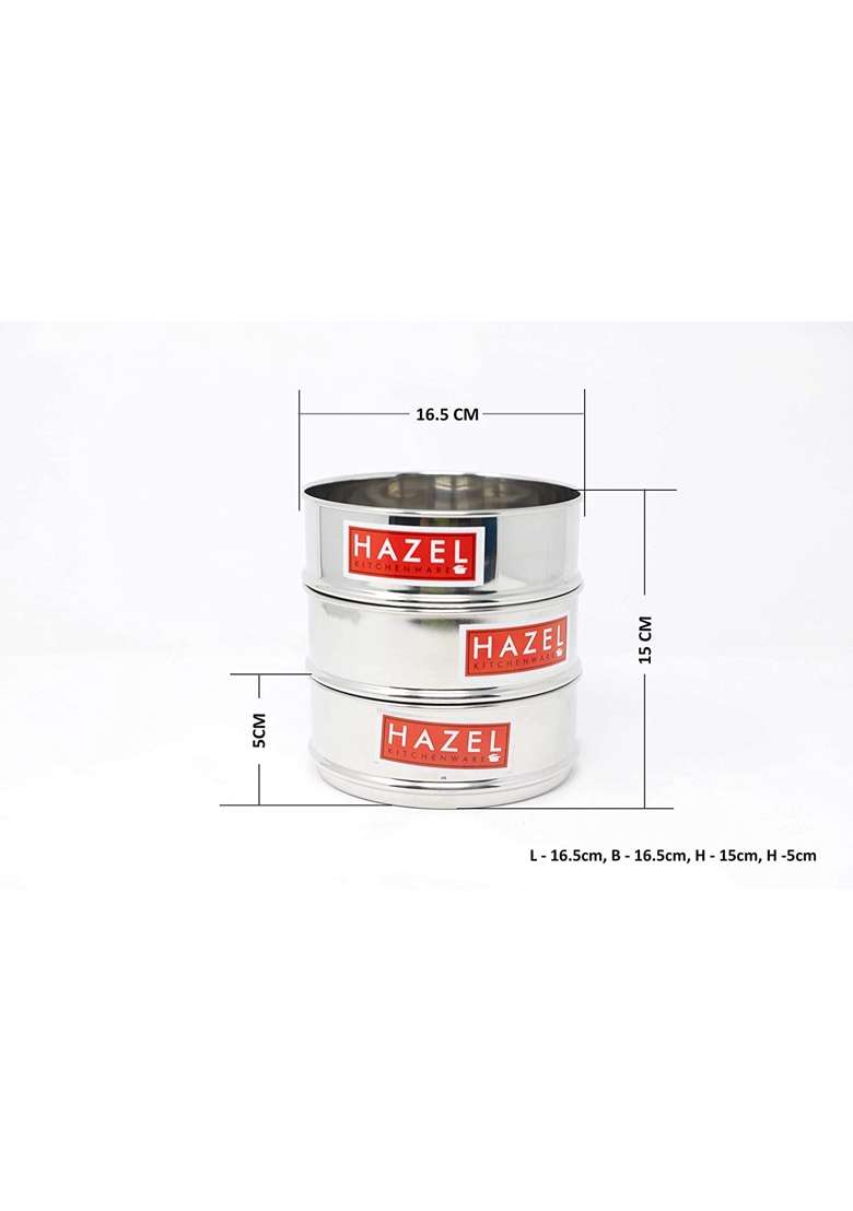 HAZEL Stainless Steel Stackable Seperator | 1 L | 1.1 Qt | 16.5 cm | 6.5 Inch | 3-Piece Set - Indya