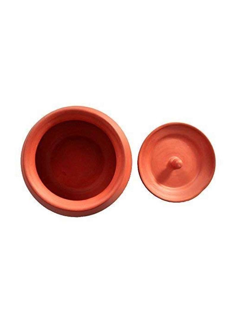 VINTICA Organic Clay Crafts Clay Handi Cooking Pot for Cooking Clay Handi MItti Handi Curd Handi | 1800 ml | 60.9 fl oz - Indya