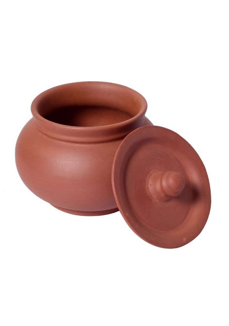 VINTICA Organic Clay Crafts Handi Cooking Pot for Cooking Clay Handi MItti Handi Curd Handi | 500 ml | 16.9 fl oz - Indya
