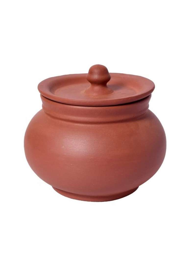 VINTICA Organic Clay Crafts Handi Cooking Pot for Cooking Clay Handi MItti Handi Curd Handi | 500 ml | 16.9 fl oz - Indya