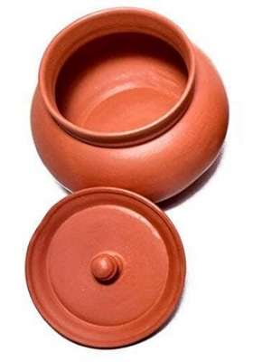 VINTICA Organic Clay Crafts Clay Handi Cooking Pot for Cooking Clay Handi MItti Handi Curd Handi | 1800 ml | 60.9 fl oz