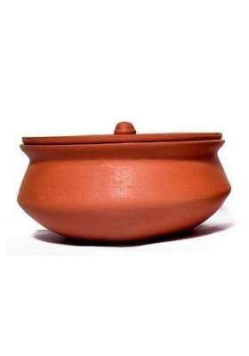 VINTICA Organic Clay Crafts Clay Handi Cooking Pot for Cooking Clay Handi MItti Handi Curd Handi | 1000 ml | 33.8 fl oz
