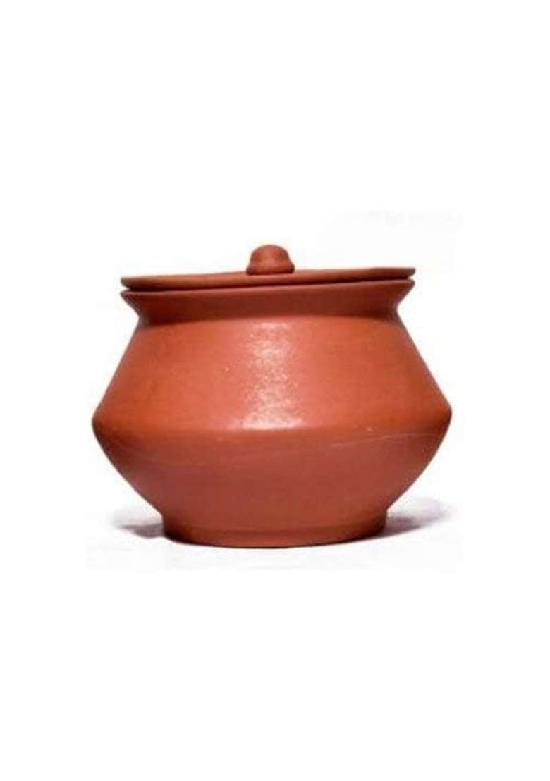 VINTICA Organic Clay Crafts Clay Handi Cooking Pot for Cooking Clay Handi MItti Handi Curd Handi | 1000 ml | 33.8 fl oz - Indya
