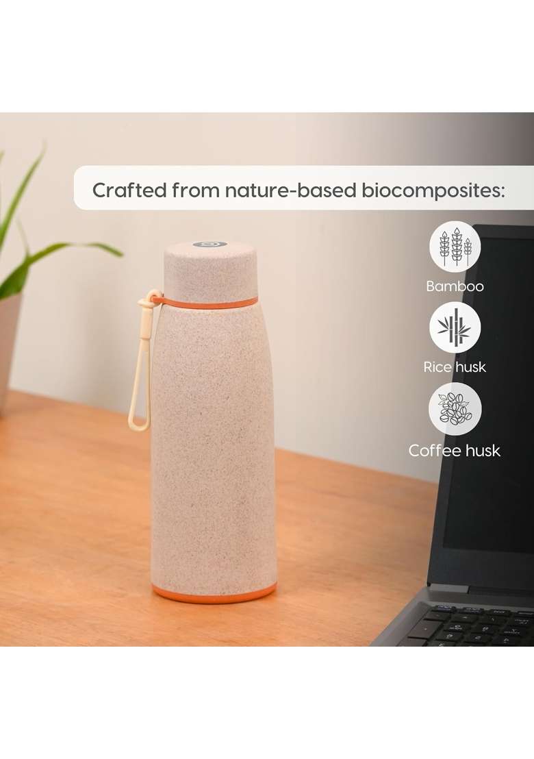Eha Earth Friendly Motiva Water Bottle Made with Rice Husk | 400 ml | 13.5 fl oz - Indya