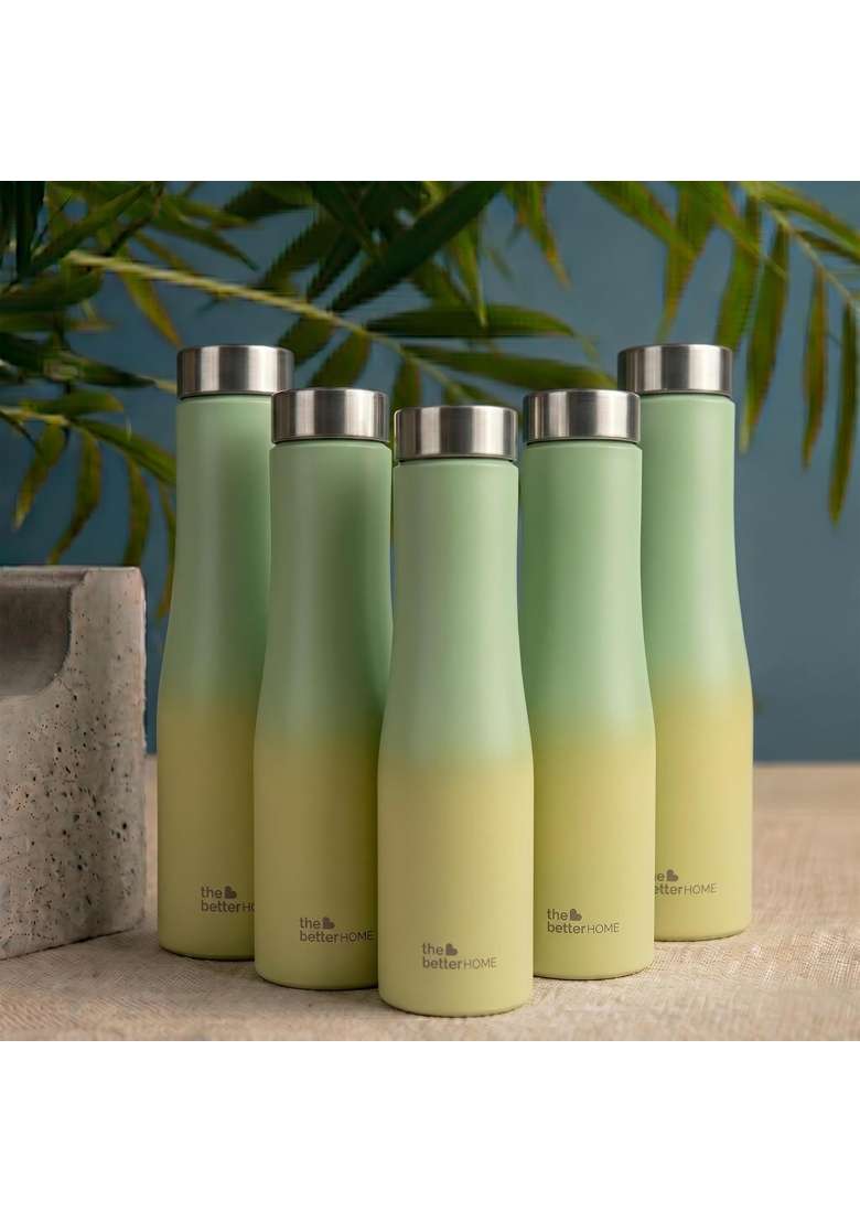 The Better Home Splash Stainless Steel Water Bottle | 1 L | 1.1 Qt | Pack of 5 | BPA Free | Non-Toxic | Leak Proof | Rust Resistant - Indya