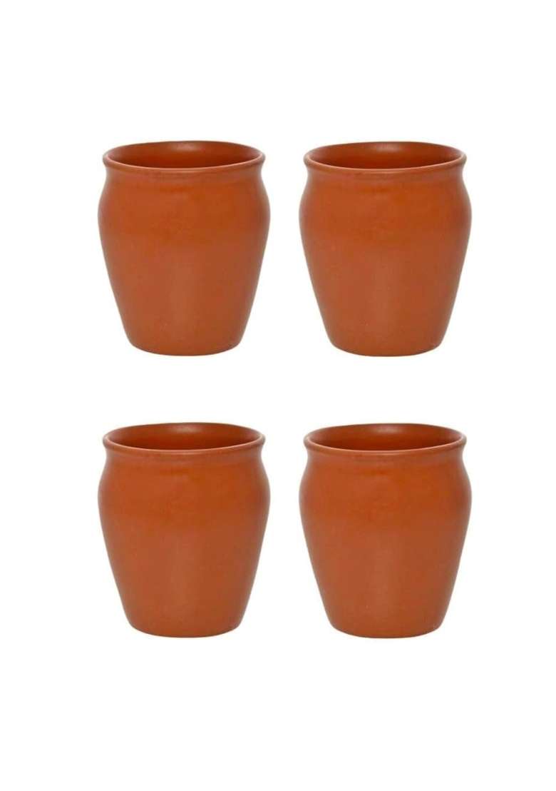 Onlinch Organic Clay Crafts Clay Kullad Clay Tea Cup Glazed Terracotta Tea Kulhad Coffee Mugs -Brown | 200 ml | 6.8 fl oz - Indya