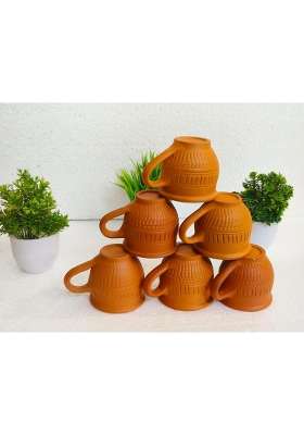 Onlinch Organic Clay Crafts Clay Kullad Glazed Terracotta Tea Kulhad Coffee Mugs | 100 ml | 3.4 fl oz | 6-Piece Set