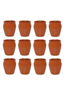 Onlinch Organic Clay Crafts Clay Kullad Clay Tea Cup Glazed Terracotta Tea Kulhad Coffee Mugs -Brown | 200 ml | 6.8 fl oz