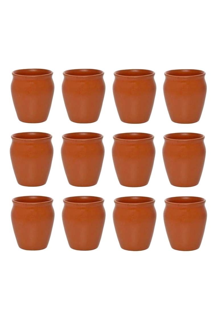 Onlinch Organic Clay Crafts Clay Kullad Clay Tea Cup Glazed Terracotta Tea Kulhad Coffee Mugs -Brown | 200 ml | 6.8 fl oz - Indya