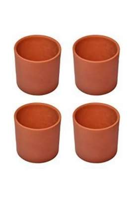 PALVIT CLAY ART GALLERY Handcrafted Earthen Clay Kulhad Clay Tea Cup | 80 ml | 2.7 fl oz | 4-Piece Set